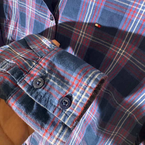Tommy Hilfiger Men's Navy and Purple Plaid Shirt - Picture 5 of 5